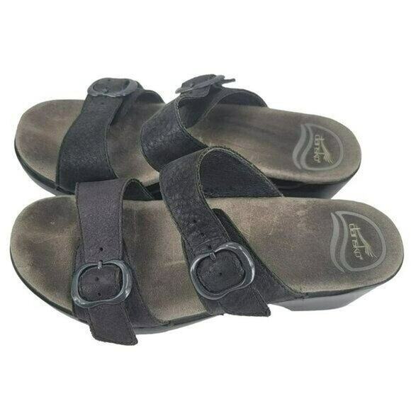 Dansko Sophia Sandals Grain Leather Black Size 10 Comfort Shoes Work Vacation 36 - Picture 4 of 9